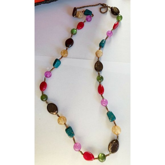 Pair of Pink & Coral Colorful Bead Necklaces (17" & 36") Layering - Picture 8 of 12